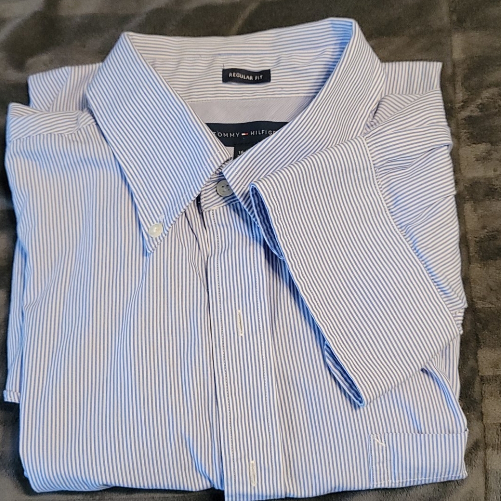 Tommy Hilfiger blue striped dress shirt